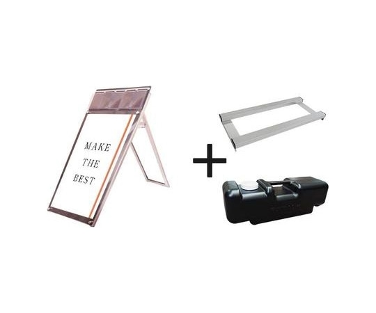 常磐精工 ポスター用スタンド看板パンフレットケース付 A1ロウ片面ブラック(屋内用) ウエイトアーム・水タンクセット PSSKP-A1LKB-3SET 1個（ご注文単位1個）【直送品】