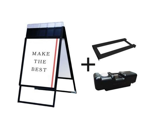 常磐精工 ポスターグリップスタンド看板パンフレットケース付(屋外用) A1両面ブラック ウエイトアーム・水タンクセット PGSKP-A1RB-G-3SET 1個（ご注文単位1個）【直送品】