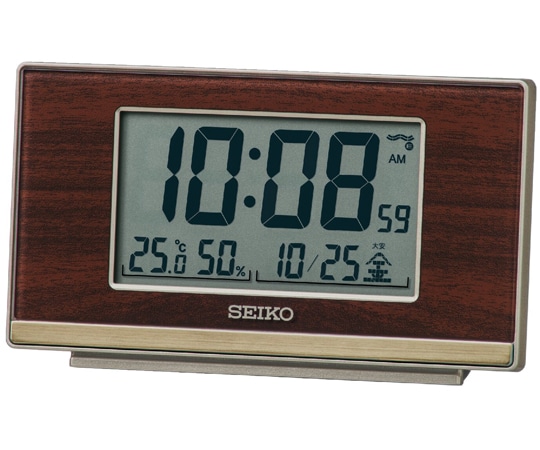 セイコー 電波デジタル目覚まし時計 78×135×38mm 木目模 SQ793B 1個(ご注文単位1個)【直送品】