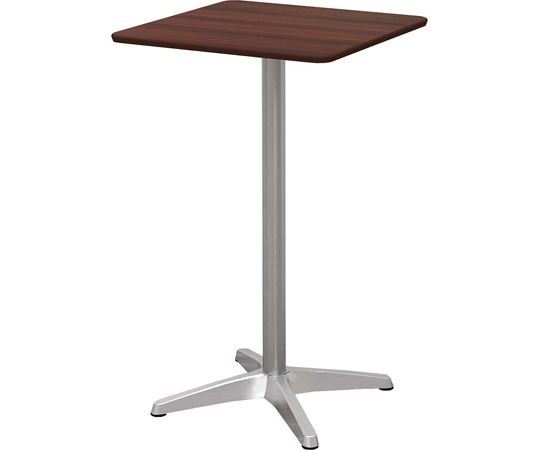 Y2K カフェテーブル ハイタイプ 60cm 角 アルミX脚 ダークブラウン 1個(ご注文単位1個)【直送品】