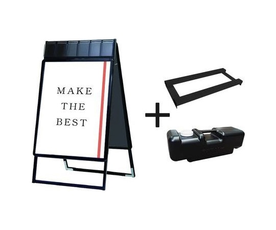 常磐精工 ポスターグリップスタンド看板パンフレットケース付(屋内用) B1両面ブラック ウエイトアーム・水タンクセット PGSKP-B1RB-3SET 1個（ご注文単位1個）【直送品】