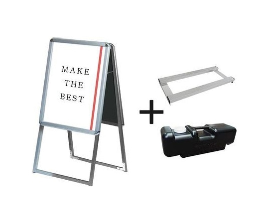 常磐精工 ポスターグリップスタンド看板 屋内用 A2両面シルバー ウエイトアーム・水タンクセット PGSK-A2RS-3SET 1個（ご注文単位1個）【直送品】