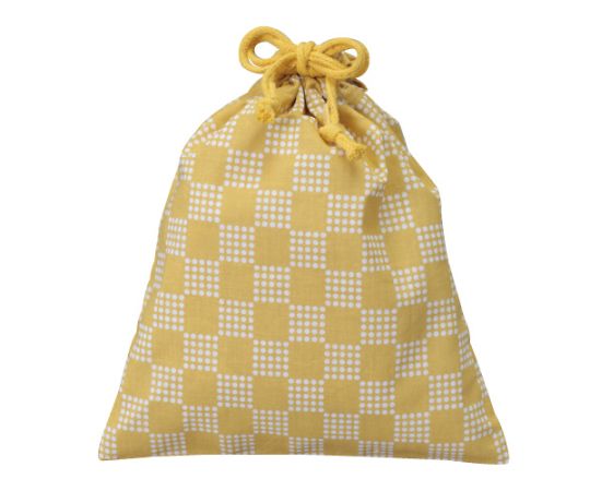 三和 和風柄巾着 大 市松柄 イエロー 1箱(500枚入) SW2126-3Y 1箱(ご注文単位1箱)【直送品】