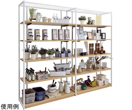 ストア・エキスプレス UR壁面オープンタイプ W120×H210cm ホワイト 2連結・上部ネット・木棚・収納トロッコ付きセット 61-802-72-1 1セット（ご注文単位1セット）【直送品】