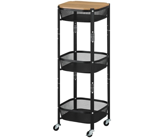 アイリスオーヤマ マルチワゴン 角型3段 ブラック MUW-S3 1個（ご注文単位1個）【直送品】