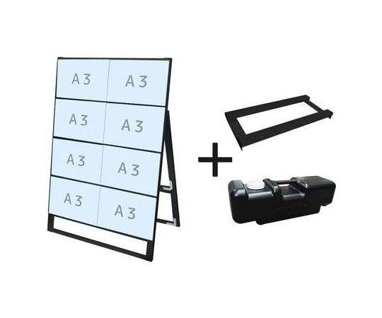 常磐精工 ブラックカードケーススタンド看板 A3横8片面 ウエイトアーム・水タンクセット BCCSK-A3Y8K-3SET 1個（ご注文単位1個）【直送品】
