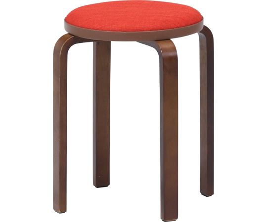 不二貿易 KDファブリック曲木スタッキングスツール オレンジ/ブラウン 14546 1個（ご注文単位1個）【直送品】