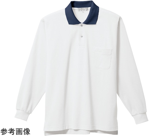 三愛 長袖ポロシャツ ホワイト×ネイビー M 8700 1着（ご注文単位1着）【直送品】