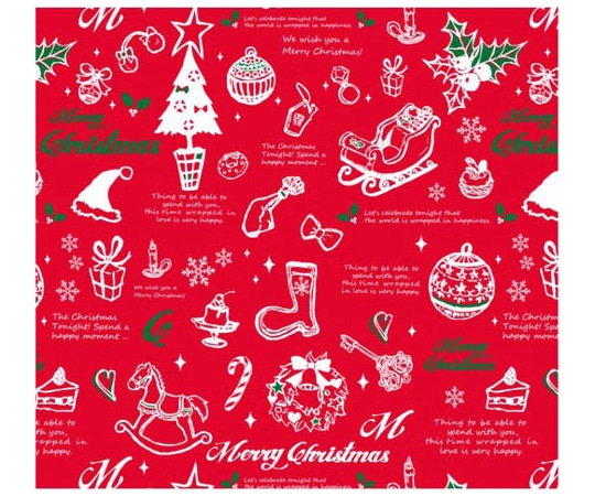 ベルベ ラッピング 包装紙 アンティークノエル(レッド) 4/6全判 250枚 691 1ケース（ご注文単位1ケース）【直送品】