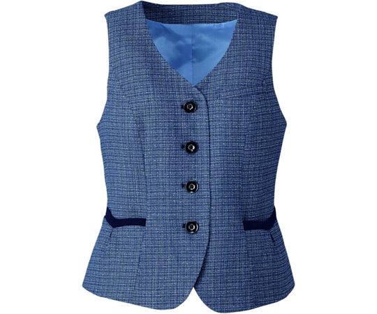 カーシーカシマ ENJOY ベスト TWEEDY CHECK ブルー 7号 EAV684 1枚（ご注文単位1枚）【直送品】