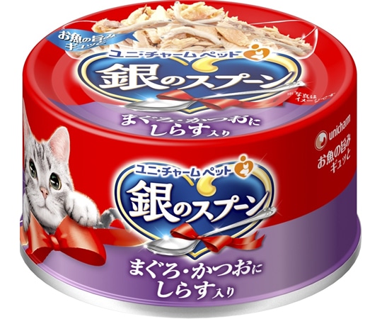 ユニ・チャーム 銀のスプーン 缶 まぐろ・かつおにしらす入り 70g  1個（ご注文単位1個）【直送品】