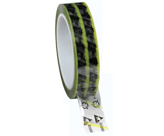 DESCO テープ WESCORP 透明 静電気防止 黄色ストライプ マーク付き 25mm×65.8m ID 79277 1個 (ご注文単位1個)【直送品】