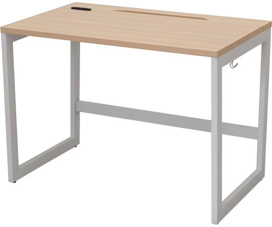 アール・エフ・ヤマカワ リスム デスク W1000×D600 ナチュラル×ホワイト脚 2ヶ口コンセント付き RFFLD-1060NA-WL 1台(ご注文単位1台)【直送品】