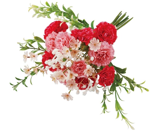 アズワン カーネーションブーケ 幅20cm (造花)レッドピンク 33-48-1-2 1個(ご注文単位1個)【直送品】