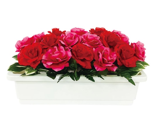 アズワン 造花プランター 白 バラ(赤・ピンク) 935-011 1個(ご注文単位1個)【直送品】