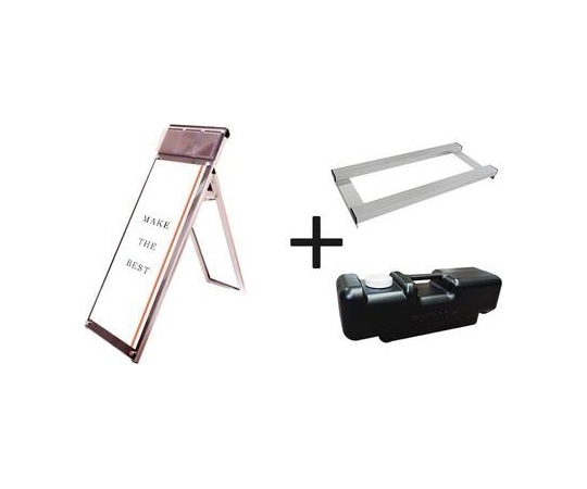 常磐精工 ポスター用スタンド看板マグネジ パンフレットケース付 A3縦縦ロウ片面ブラック(屋内用) ウエイトアーム・水タンクセット PSSKMNP-A3TTLKB-3SET 1個（ご注文単位1個）【直送品】