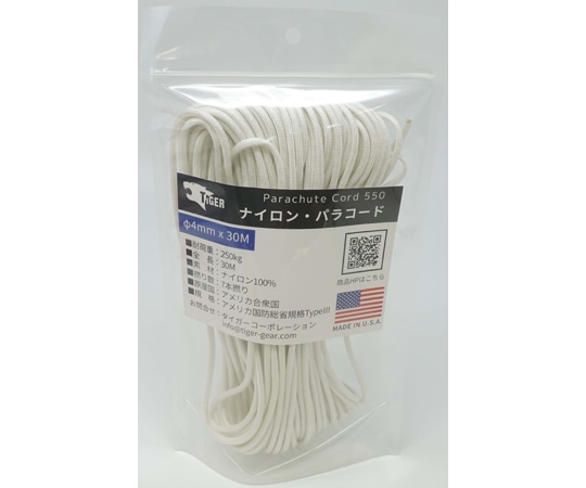 TIGER(タイガー) パラコード ホワイト 30m×4mm S-0101 1本(ご注文単位1本)【直送品】