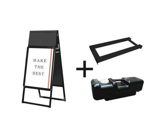 常磐精工 ポスターグリップスタンド看板カタログケース付(屋内用) A2両面ブラック ウエイトアーム・水タンクセット PGSKK-A2RB-3SET 1個（ご注文単位1個）【直送品】