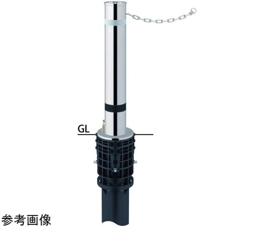 サンポール リフター ステンレス 上下式車止め(バリアフリータイプ)鎖内蔵 カギ付 スプリング付 φ114.3 LA-12KCS-BF 1本(ご注文単位1本)【直送品】