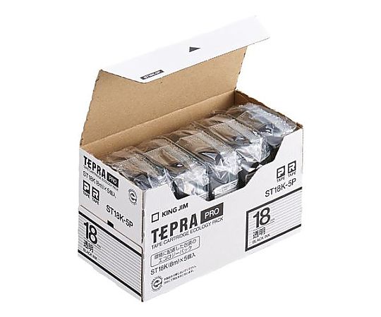 キングジム 18mm テープカセット(テプラ用/5個)透明 EA761DN-55C 1箱(ご注文単位1箱)【直送品】