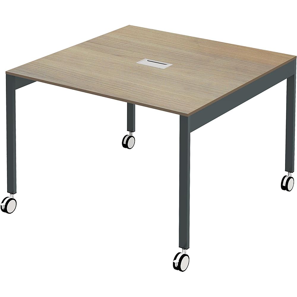 Y2K 配線機能付きスリムフリーアドレスデスク1010 キャスター仕様 ライトブラウン 1個(ご注文単位1個)【直送品】