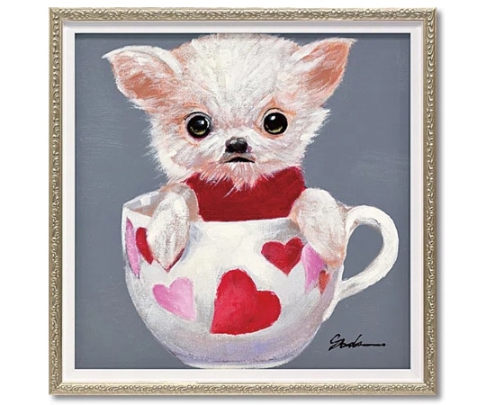 ユーパワー オイル ペイント アート｢ティーカップ ドッグ4(Sサイズ)｣ OP-07004 1個（ご注文単位1個）【直送品】