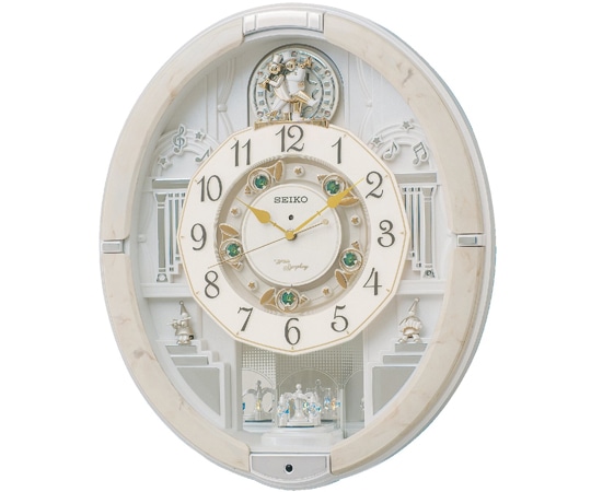 セイコー 電波からくり時計 465×384×101mm アイボリー RE576A 1個(ご注文単位1個)【直送品】