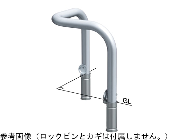 サンポール ステンレス コーナーアーチ 車止め 差込式カギ付 交換用本体 φ76.3(t3.0)×W700×W700×H650mm AA-8SKR7-650 1台(ご注文単位1台)【直送品】