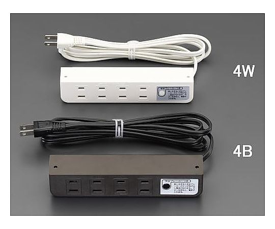 エスコ AC125V/15Ax1.9m コンセント/ネジ止(ブレーカー付/白) EA815HM-4W 1個(ご注文単位1個)【直送品】