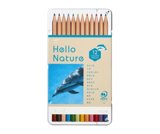 トンボ鉛筆 ハローネイチャー 缶入色鉛筆 12色 イルカ CB-KHNDL0312C 1セット(ご注文単位1セット)【直送品】