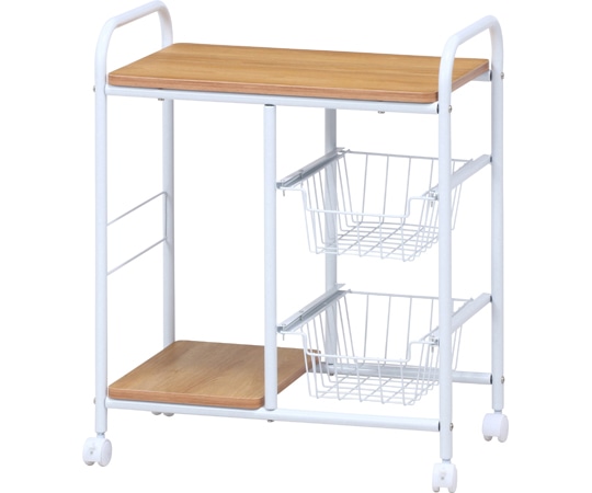 不二貿易 キッチンワゴン FBC-02-1 WH/NA 15424 1個（ご注文単位1個）【直送品】