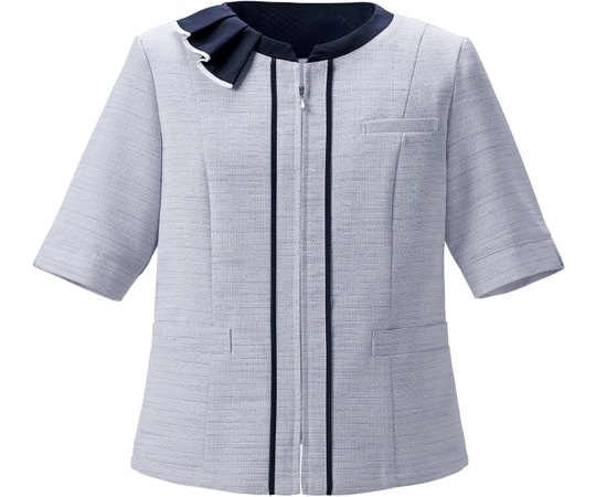 カーシーカシマ ENJOY フリル付半袖オーバーブラウス ライトグレー 13号 ESA890 1枚（ご注文単位1枚）【直送品】