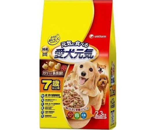 ユニ・チャーム 愛犬元気 7歳以上用 ビーフ・緑黄色野菜・小魚入り 2.3kg  1個（ご注文単位1個）【直送品】