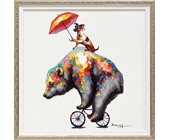 ユーパワー オイル ペイント アート｢ドッグ アンド ベア(Sサイズ)｣ OP-07009 1個（ご注文単位1個）【直送品】