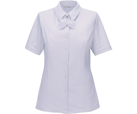 カーシーカシマ ENJOY 半袖ブラウス TRICOT STRIPE KNIT サックス 15号 ESB878 1枚(ご注文単位1枚)【直送品】