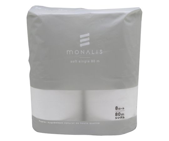 イトマン モナリス トイレットペーパー 80mシングル 8ロールパック 8パック入 10080011 1ケース(ご注文単位1ケース)【直送品】