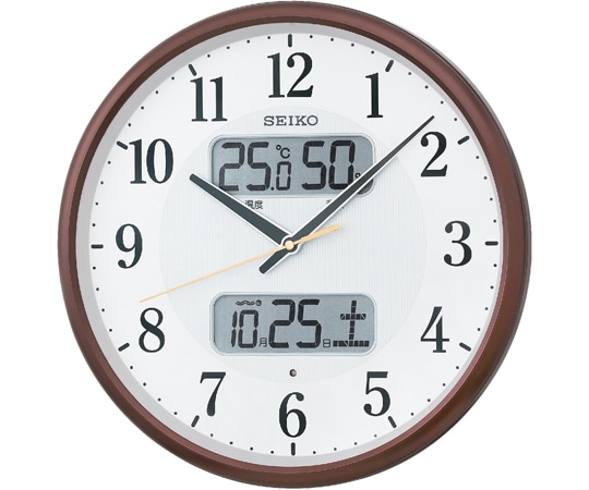 セイコー 温湿度つき電波掛時計 φ350×52mm 茶 KX383B 1個(ご注文単位1個)【直送品】