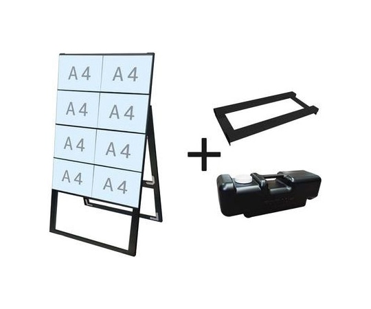 常磐精工 ブラックカードケーススタンド看板 A4横8片面ハイ ウエイトアーム・水タンクセット BCCSK-A4Y8KH-3SET 1個（ご注文単位1個）【直送品】