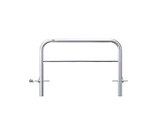 サンポール ステンレス アーチ型車止め(横桟付)差込式フタ付 φ60.5(t3.0)×W1500×H800mm AH-7SF15-800 1台(ご注文単位1台)【直送品】