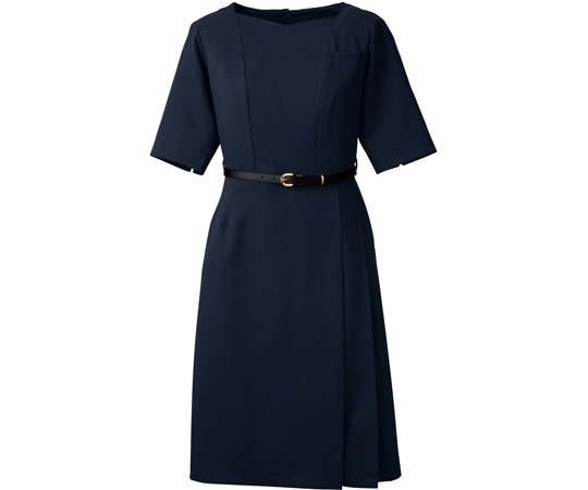 フォーク ベルト付きワンピース ダークネイビー 4L 3020SC-17 1枚（ご注文単位1枚）【直送品】