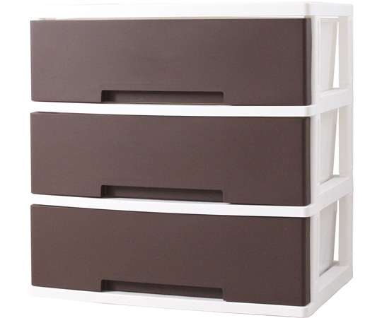 グリーンパル 二ューライフワイド収納BOX 3段 ブラウン  1個（ご注文単位1個）【直送品】