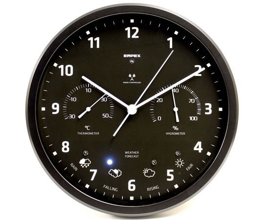 エンペックス気象計 プレシード電波時計 ブラック EX-5482 1台(ご注文単位1台)【直送品】