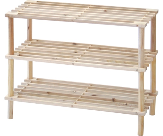 不二貿易 マルチフリー&シューズラック 3段 ナチュラル ZSJ06414B 1セット(10個入) 79104 1セット（ご注文単位1セット）【直送品】