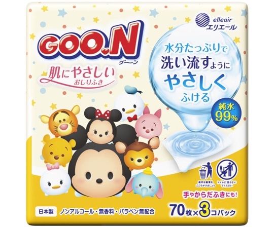 エリエール(大王製紙) グ~ン 肌にやさしいおしりふき 1ケース(70枚×36個入)  1ケース（ご注文単位1ケース）【直送品】