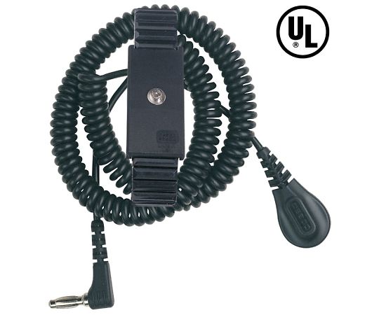 DESCO リストストラップ 伸縮性プレミアムメタル 1.83m L型バナナジャック 4mm 91070 1セット (ご注文単位1セット)【直送品】