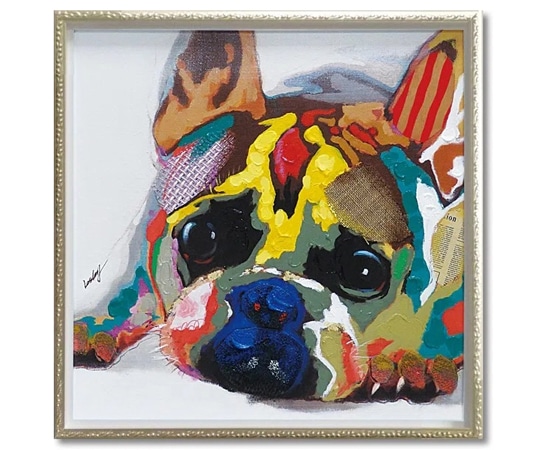 ユーパワー オイル ペイント アート｢カラフル ブルドッグ(Mサイズ)｣ OP-18026 1個（ご注文単位1個）【直送品】