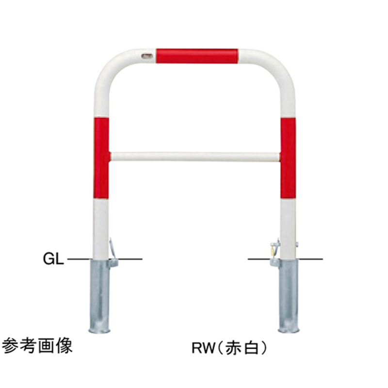 サンポール スチール製 アーチ型車止め 差込式カギ付 φ60.5(t2.8)×W1000×H800mm 白 FAA-7SK10-800(W) 1台(ご注文単位1台)【直送品】