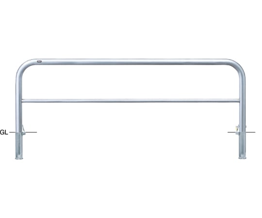 サンポール ステンレス アーチ型車止め(横桟付)差込式カギ付 φ60.5(t3.0)×W2000×H800mm AH-7SK20-800 1台(ご注文単位1台)【直送品】