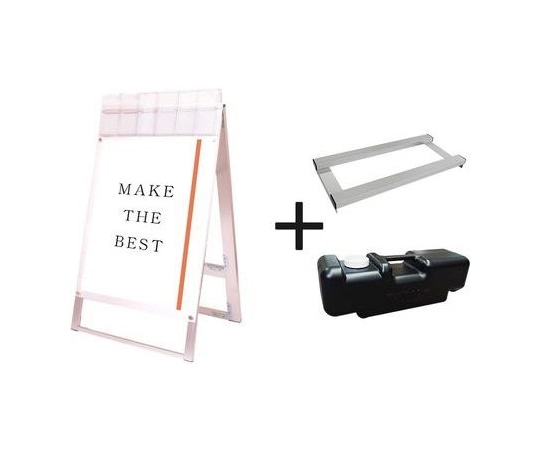 常磐精工 ポスター用スタンド看板パンフレットケース付 B1両面ホワイト(屋外用) ウエイトアーム・水タンクセット PSSKP-B1RW-G-3SET 1個（ご注文単位1個）【直送品】