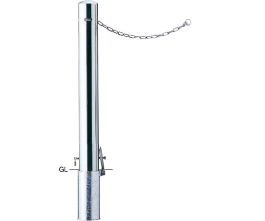 サンポール ピラー 車止め ステンレス 鎖内蔵 差込式カギ付 φ101.6 PA-11SKC 1本(ご注文単位1本)【直送品】